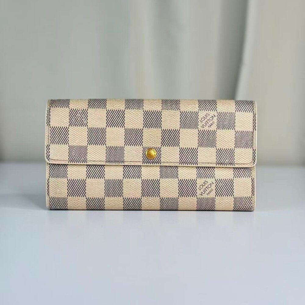 Louis Vuitton Damier Azur Wallet with Classic Checkerboard Design